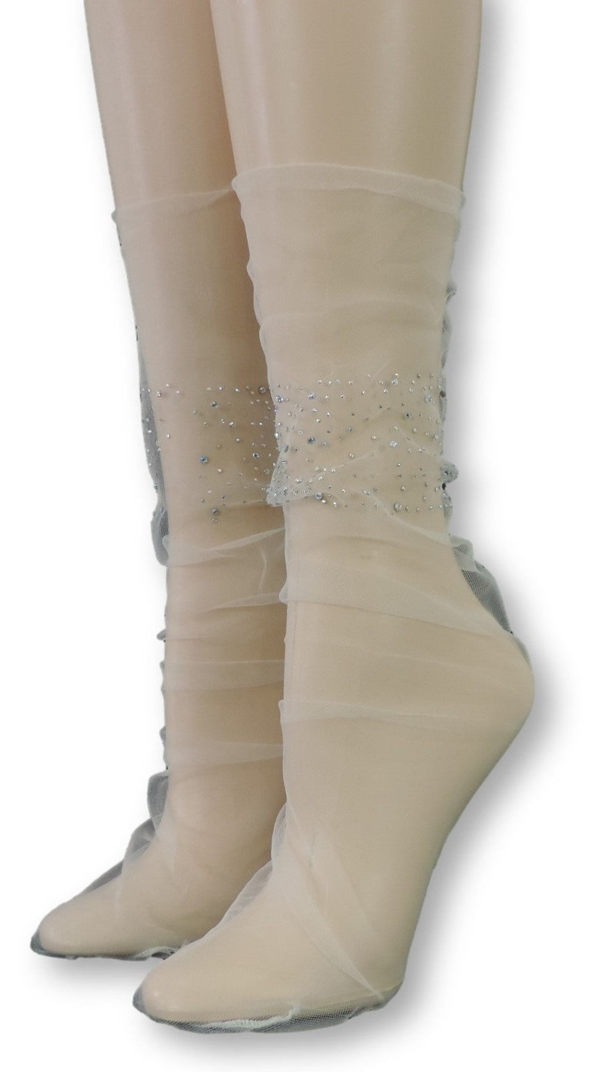 Stylish Tulle Socks with Crystals - Global Trendz Fashion®