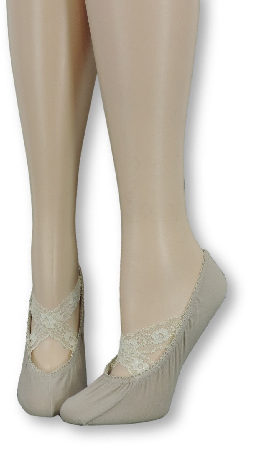 Ankle Socks with cream Crossed Lace - Global Trendz Fashion®