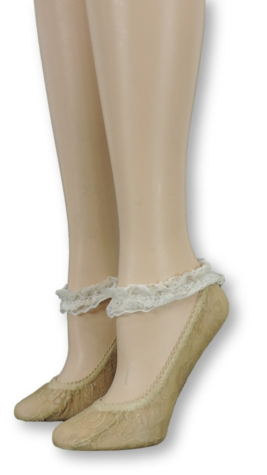 Golden Ankle Mesh Socks with Antique Lace - Global Trendz Fashion®