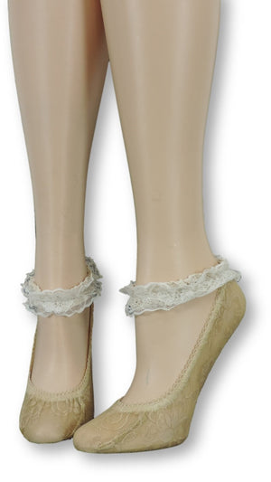 Golden Ankle Mesh Socks with Antique Lace - Global Trendz Fashion®