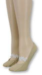 Beige Ankle Socks with Floral Lace - Global Trendz Fashion®