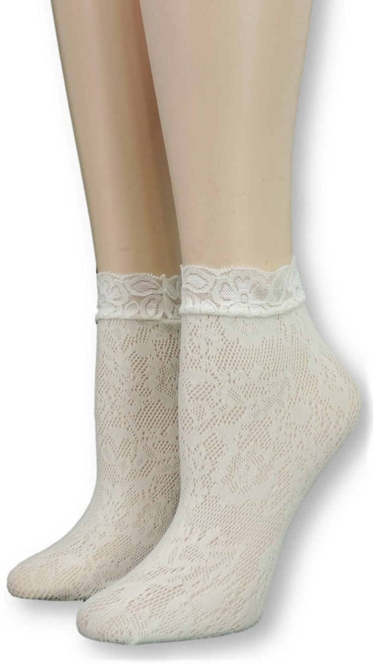 Alabaster Mesh Socks with lace - Global Trendz Fashion®