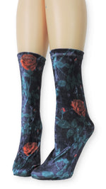 Red Rose Crushed Velvet Socks - Global Trendz Fashion®