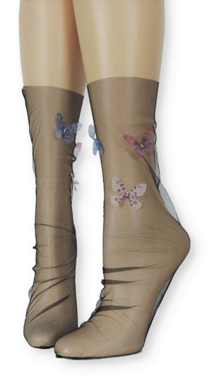 Glorious Tulle Socks with Butterflies - Global Trendz Fashion®