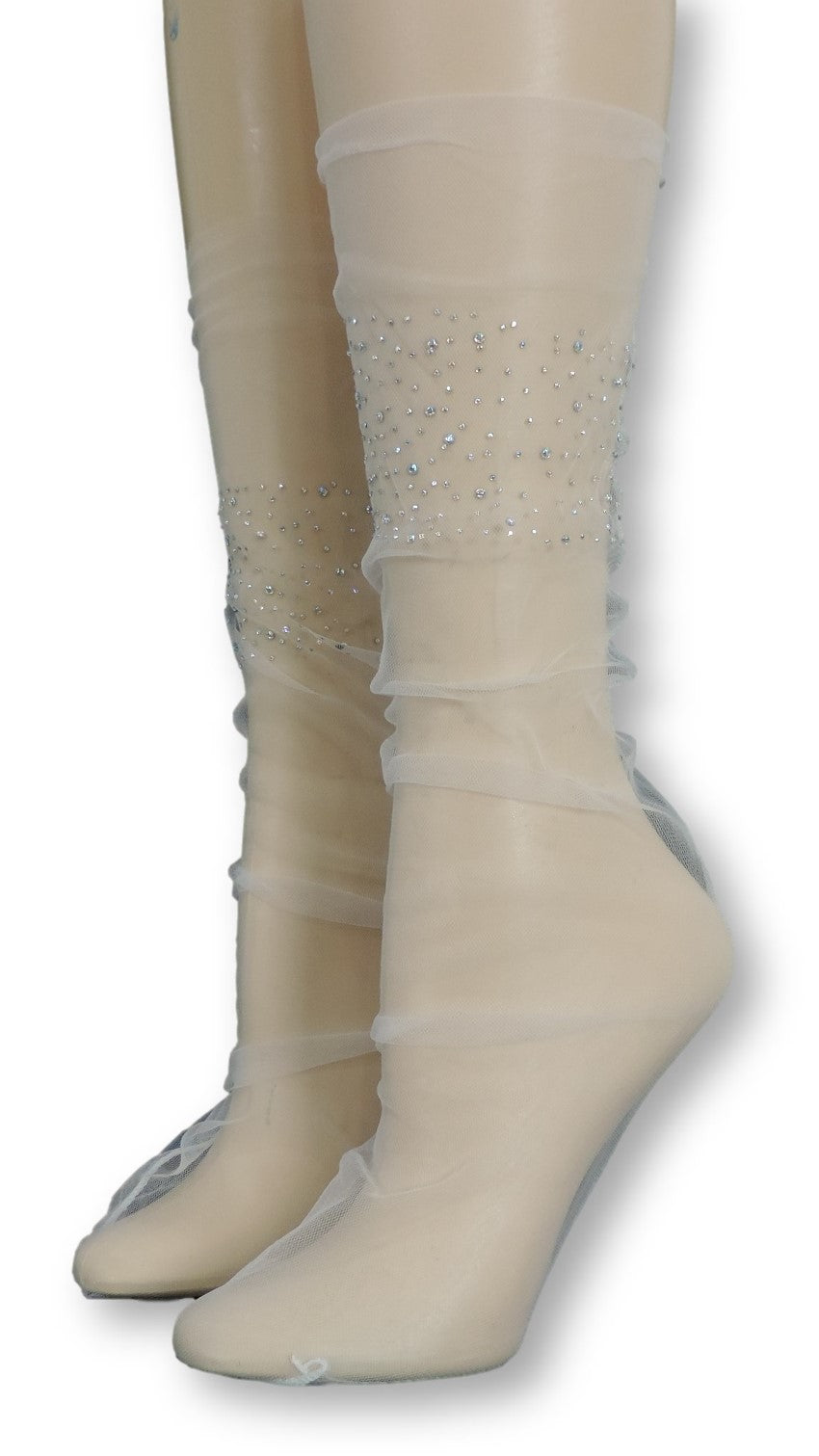 White Tulle Socks with crystals - Global Trendz Fashion®