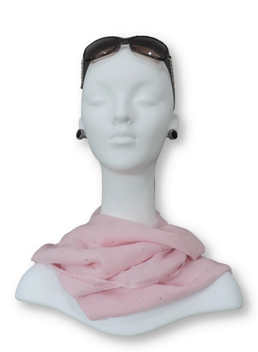 Baby Pink Embellished Viscose Scarf - Global Trendz Fashion®