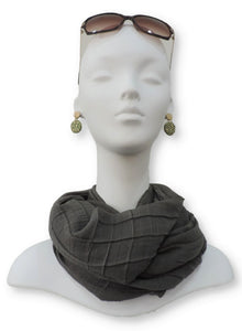 Dark Grey Cotton Pleated Scarf - Global Trendz Fashion®