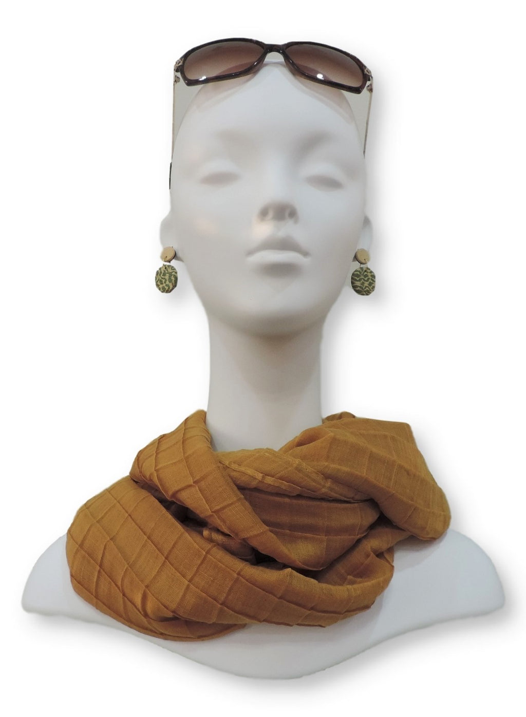 Mocha Brown Cotton Pleated Scarf - Global Trendz Fashion®