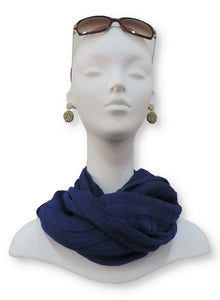 Royal Blue Cotton Pleated Scarf - Global Trendz Fashion®