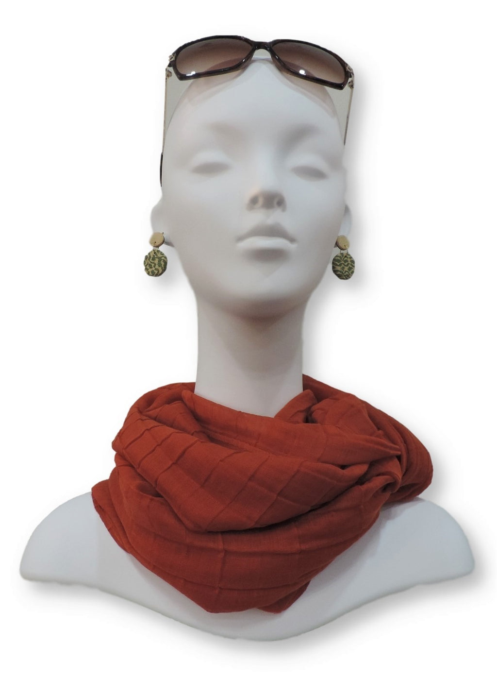 Orange Red Cotton Pleated Scarf - Global Trendz Fashion®