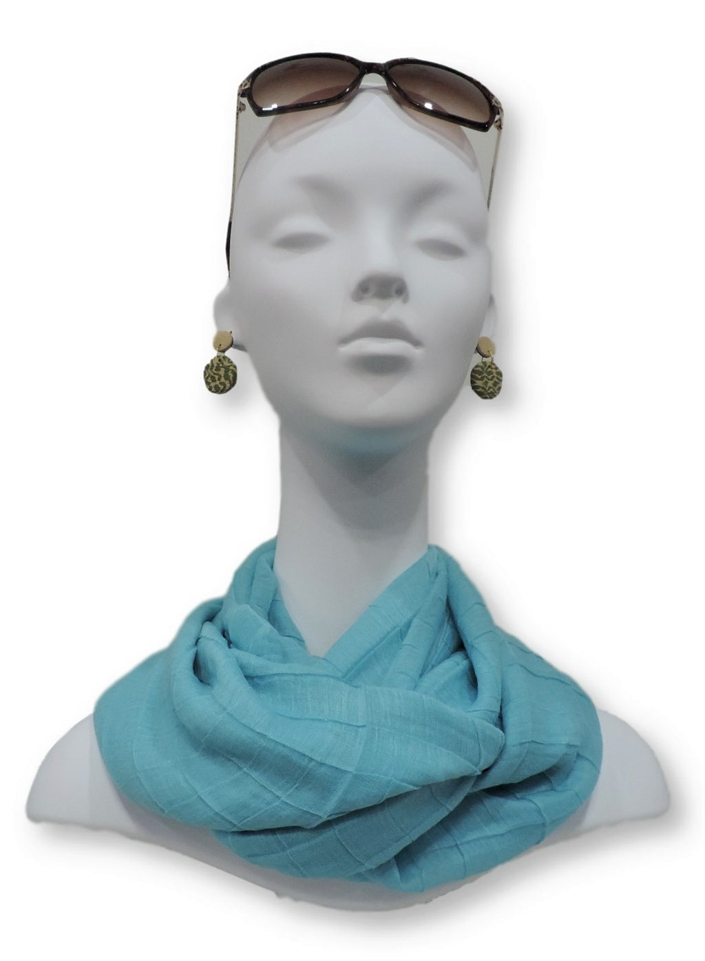 Turquoise Cotton Pleated Scarf - Global Trendz Fashion®