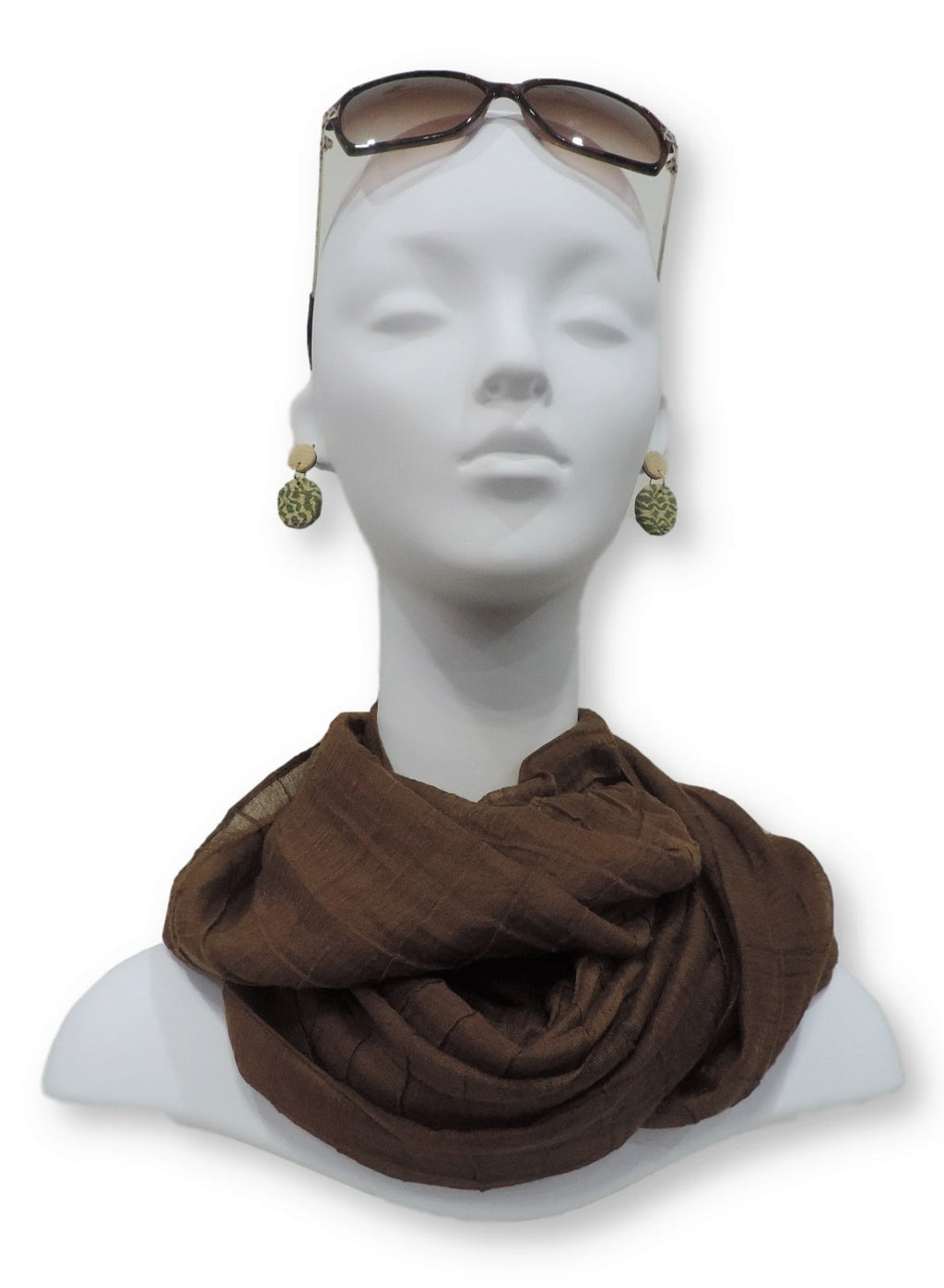 Chocolate Brown Cotton Pleated Scarf - Global Trendz Fashion®