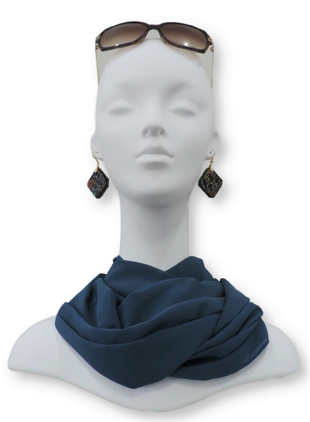 Navy Blue Chiffon Scarf - Global Trendz Fashion®