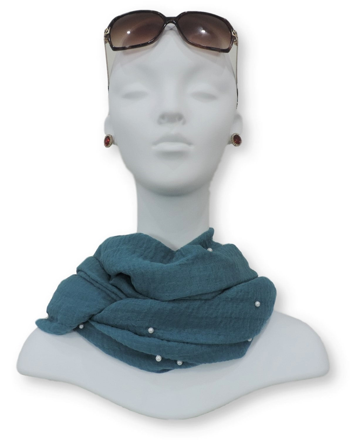 Moroccan Blue Crinkle Pearl Scarf - Global Trendz Fashion®