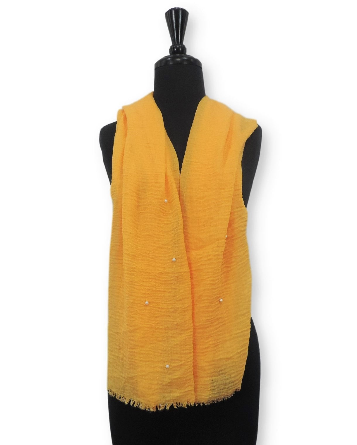 Turmeric Yellow Crinkle Pearl Scarf - Global Trendz Fashion®