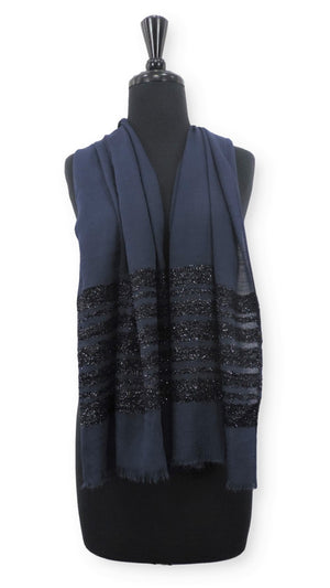 Navy Blue Sparkle Cotton Scarf - Global Trendz Fashion®