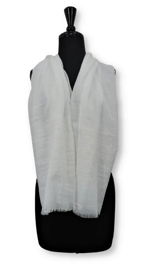 Off White Sparkle Cotton Scarf - Global Trendz Fashion®