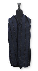 Navy Blue Sparkle Cotton Scarf - Global Trendz Fashion®