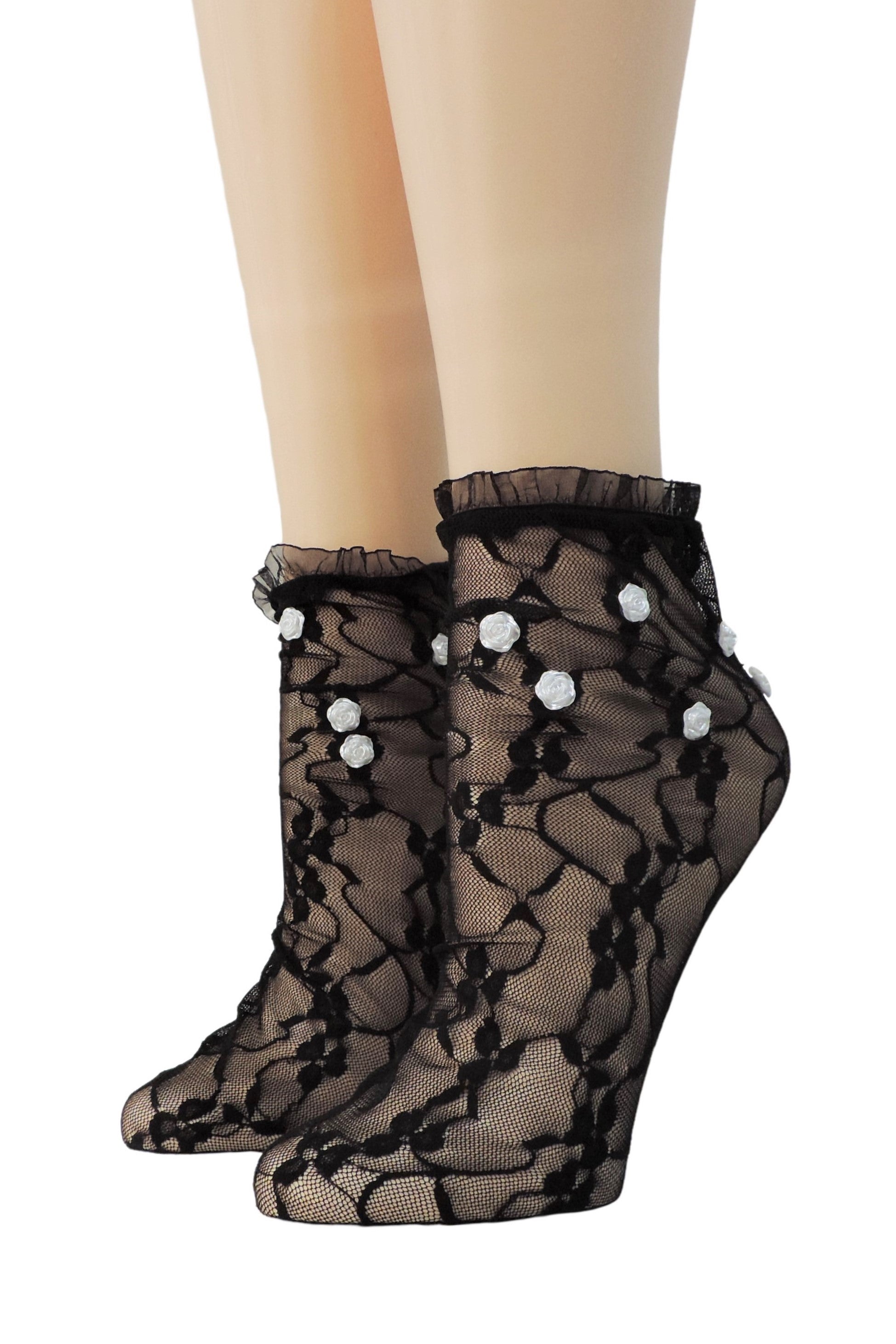 Grease Mesh Socks with frill and beads