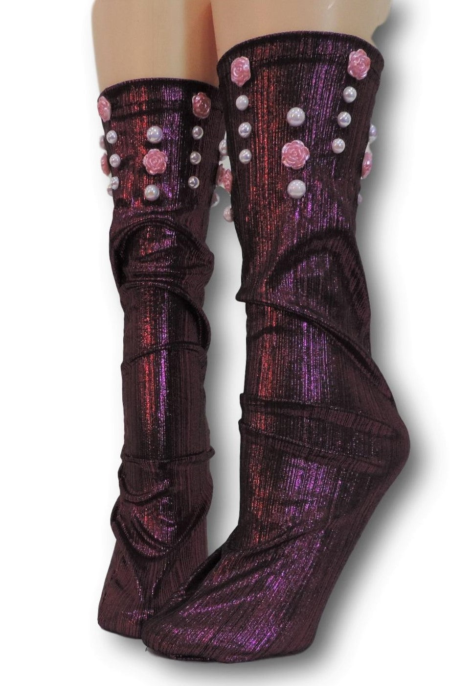 Sangria Reflective Socks with beads