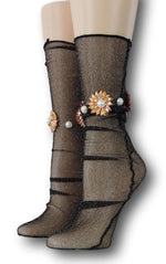Onyx Tulle Socks with beads