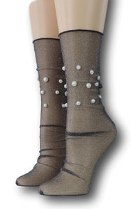 Black Tulle Socks with beads