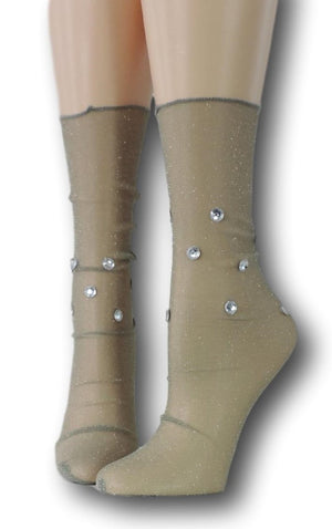 Sage Tulle Socks with beads