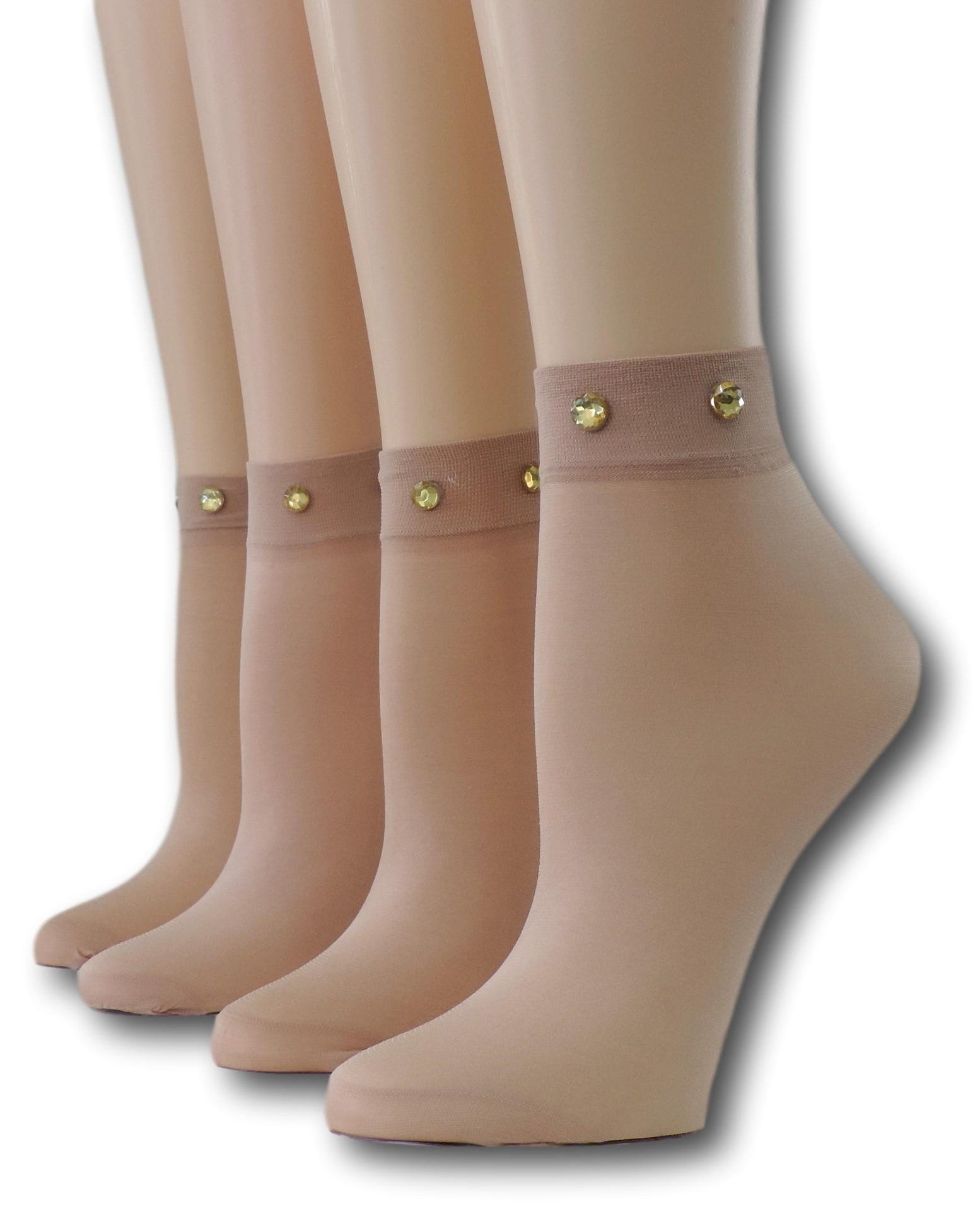 Cute Brown Nylon Socks with beads (Pack of 10 pairs)