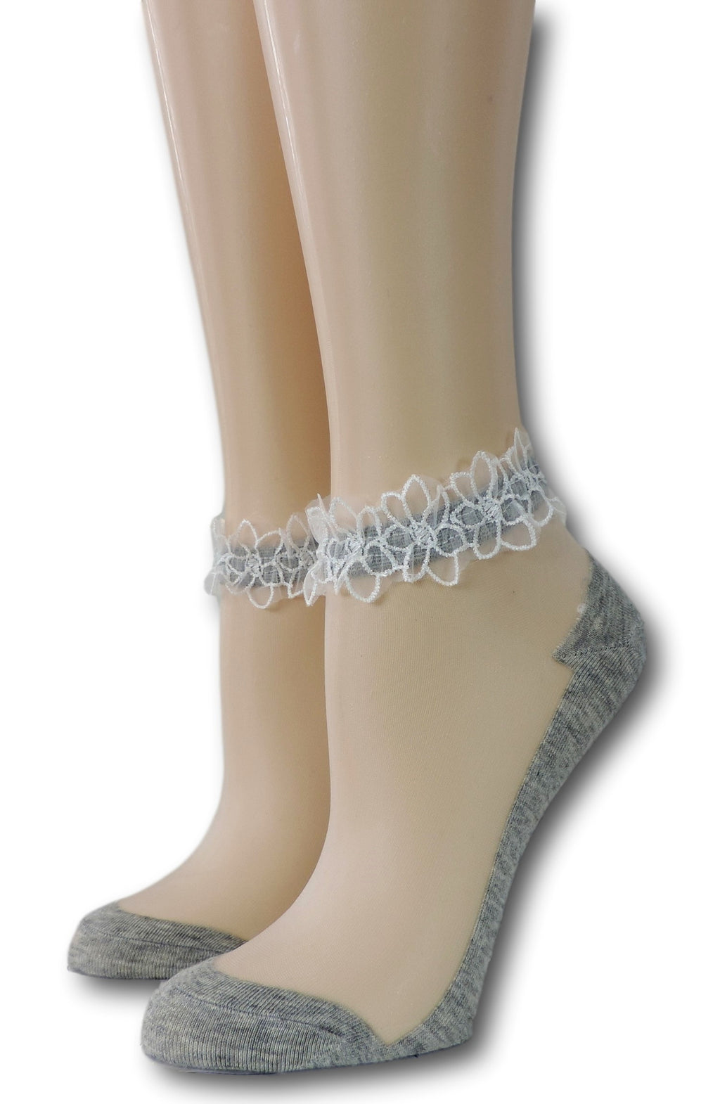 Thick Grey Ankle Sheer Socks