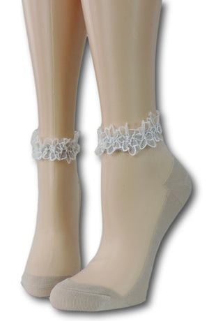Heavy Cream Ankle Sheer Socks