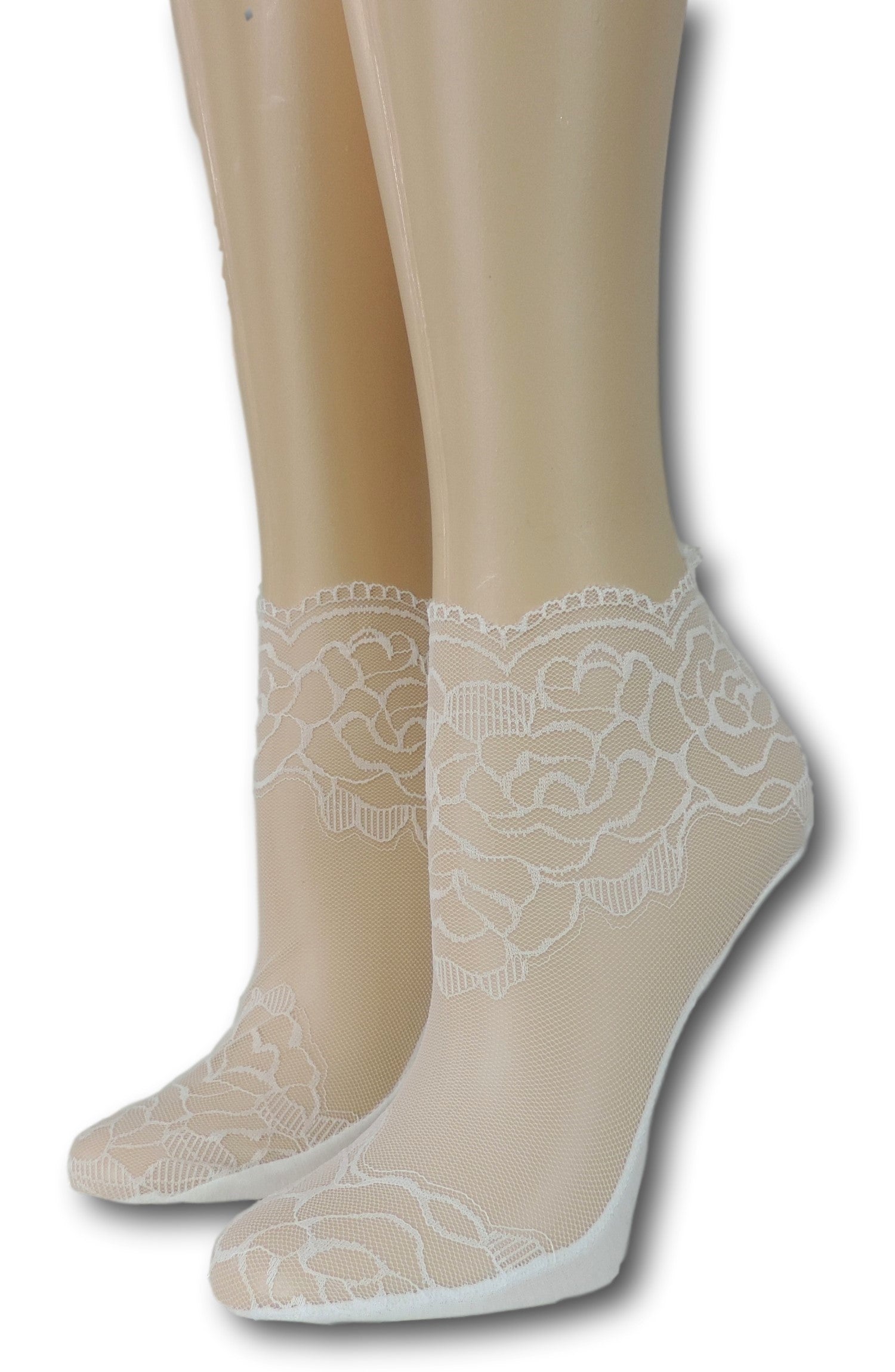 White Rose Ankle Sheer Socks