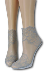 Grey Rose Ankle Sheer Socks