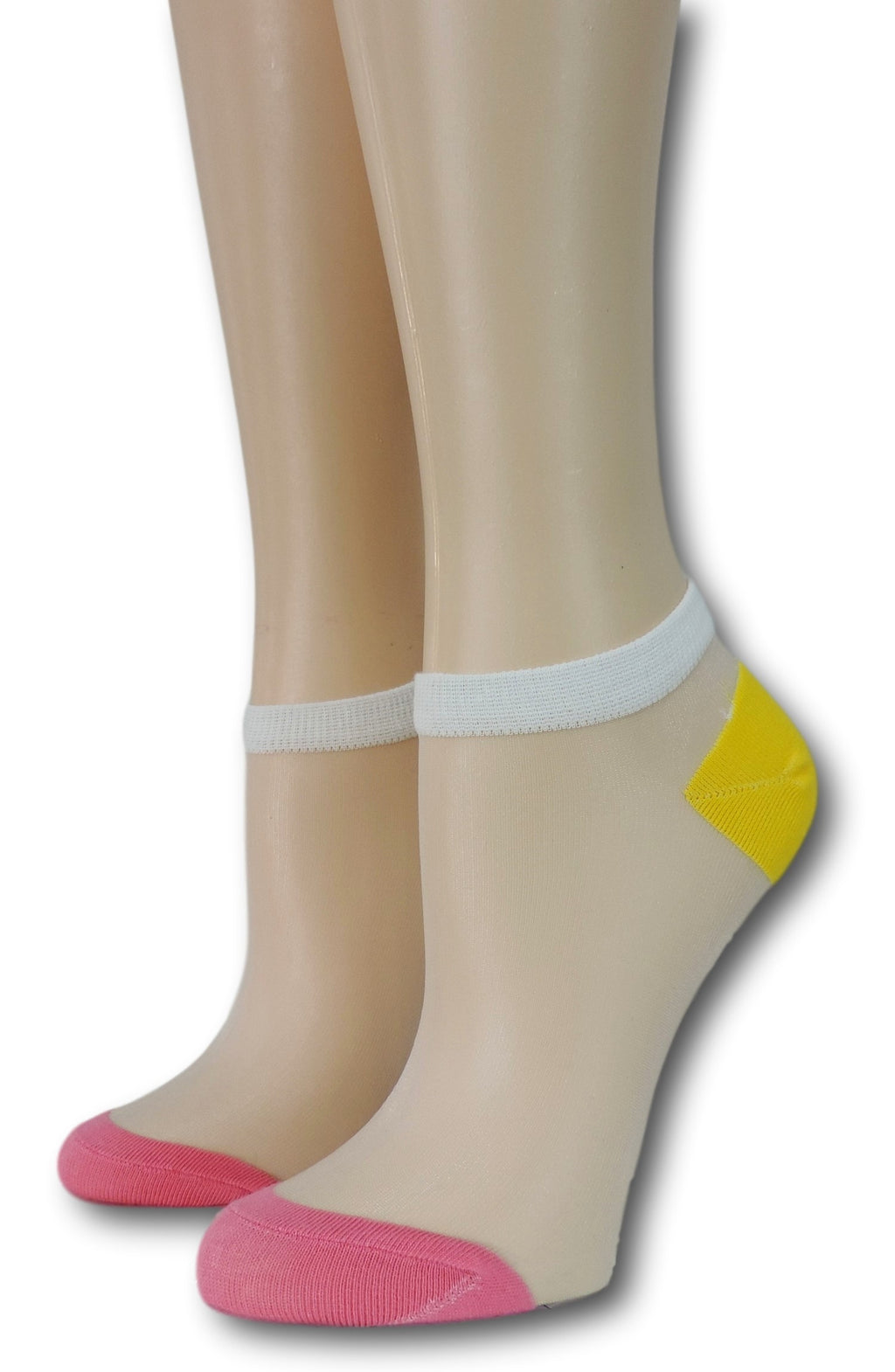 Pink-Yellow Ankle Sheer Socks