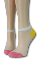 Pink-Yellow Ankle Sheer Socks