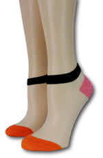 Orange-Pink Ankle Sheer Socks