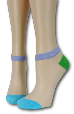Blue-Green Ankle Sheer Socks