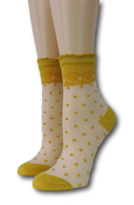 Mustard Royal Dotted Sheer Socks