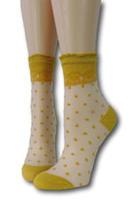Mustard Royal Dotted Sheer Socks