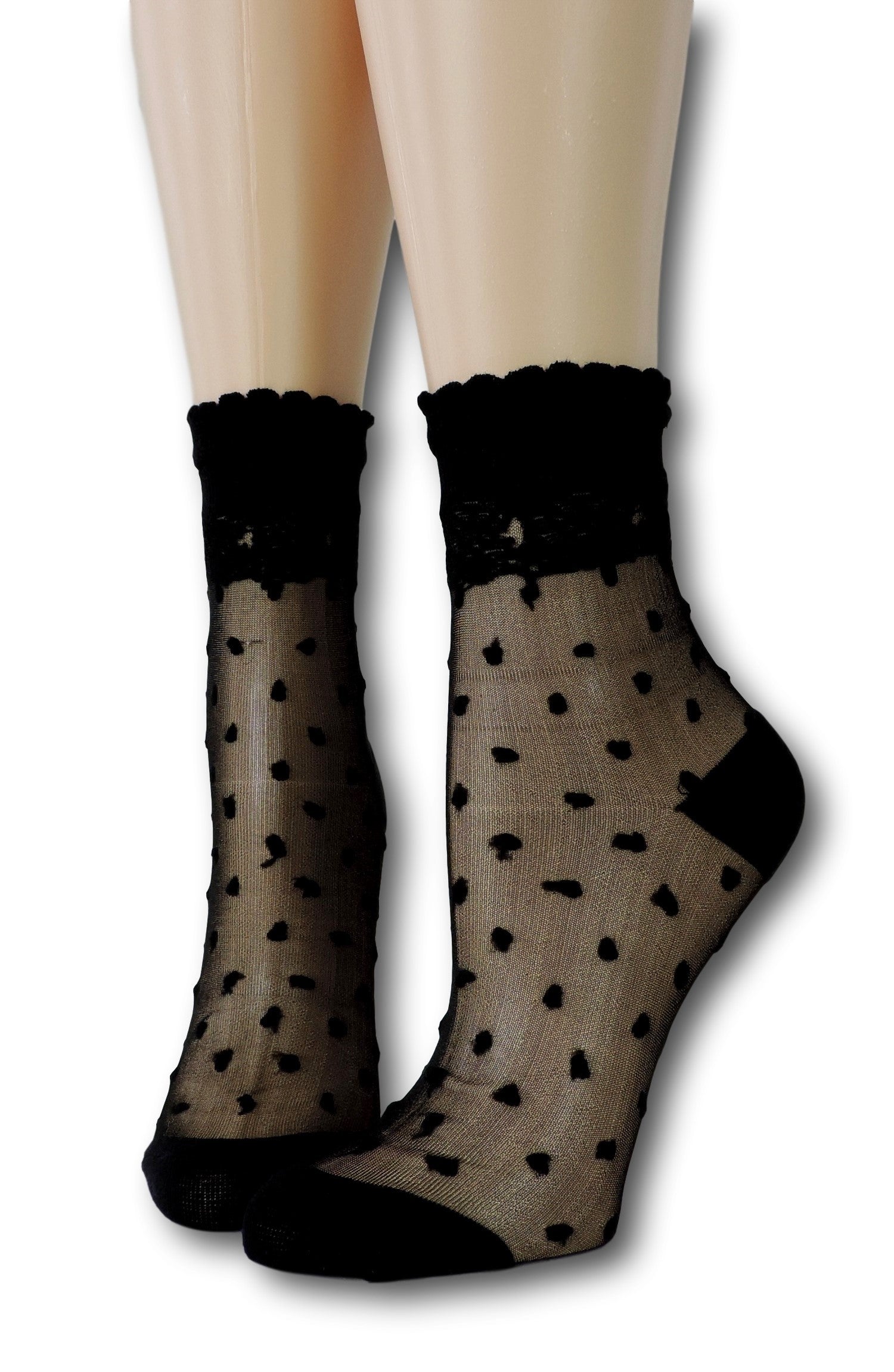 Ivory Royal Dotted Sheer Socks