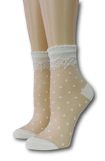 White Royal Dotted Sheer Socks