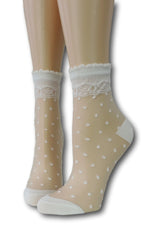White Royal Dotted Sheer Socks
