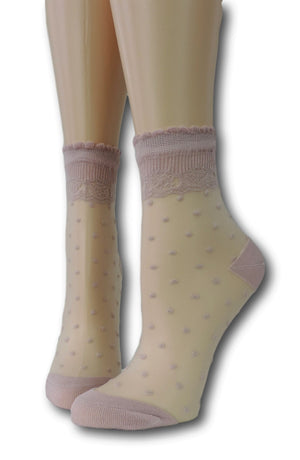 Soft Berry Royal Dotted Sheer Socks