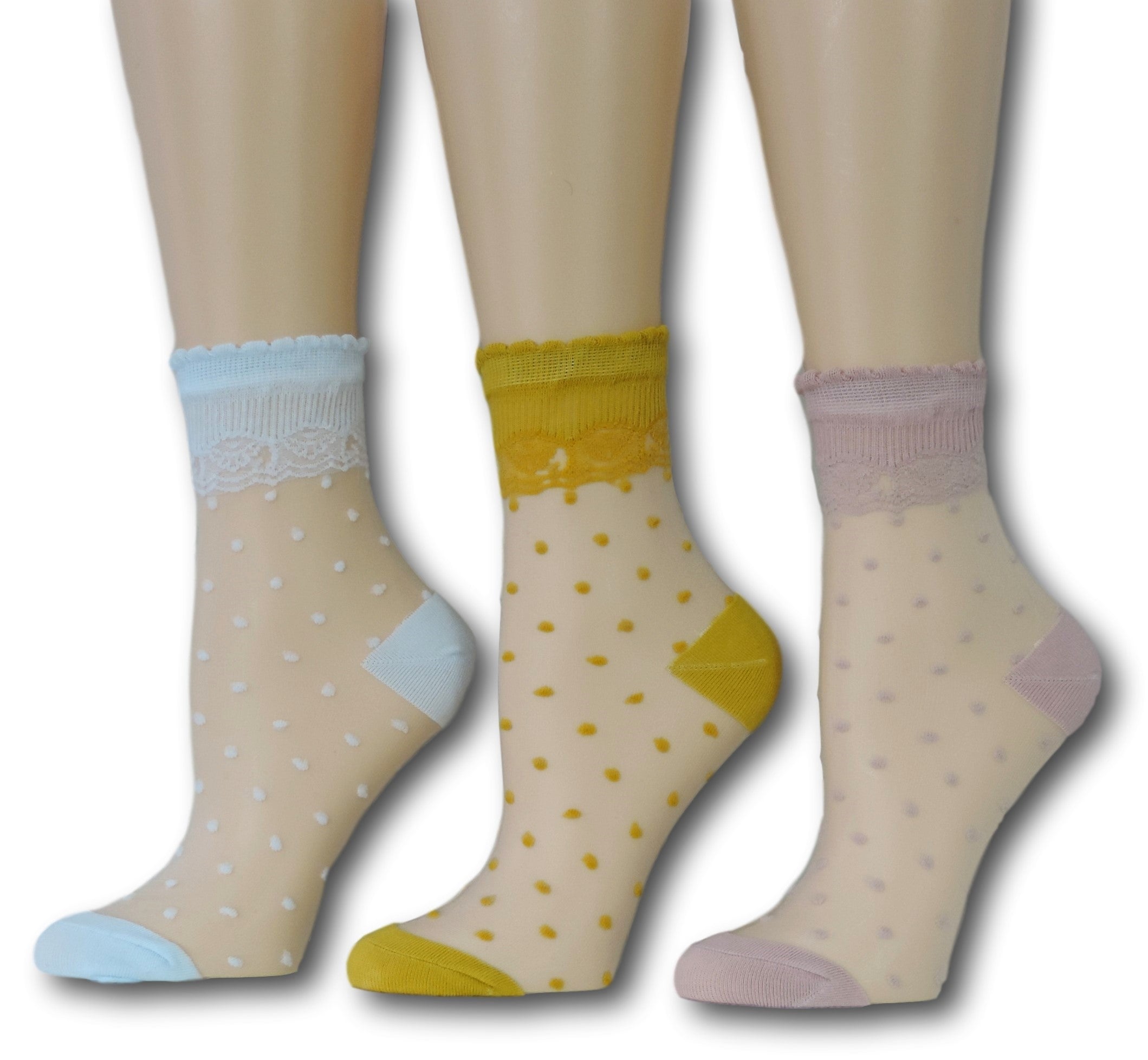 Polka Sheer Socks (Pack of 3 Pairs)