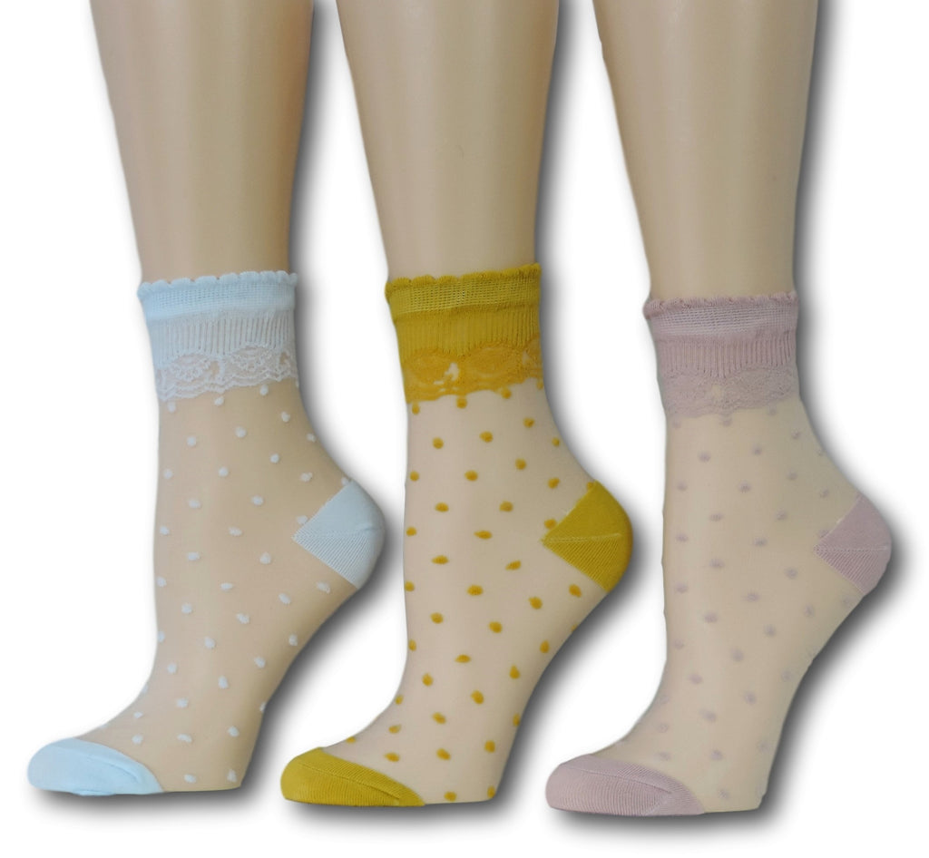 Polka Sheer Socks (Pack of 3 Pairs)