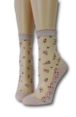 Small Pink Flowers Sheer Socks