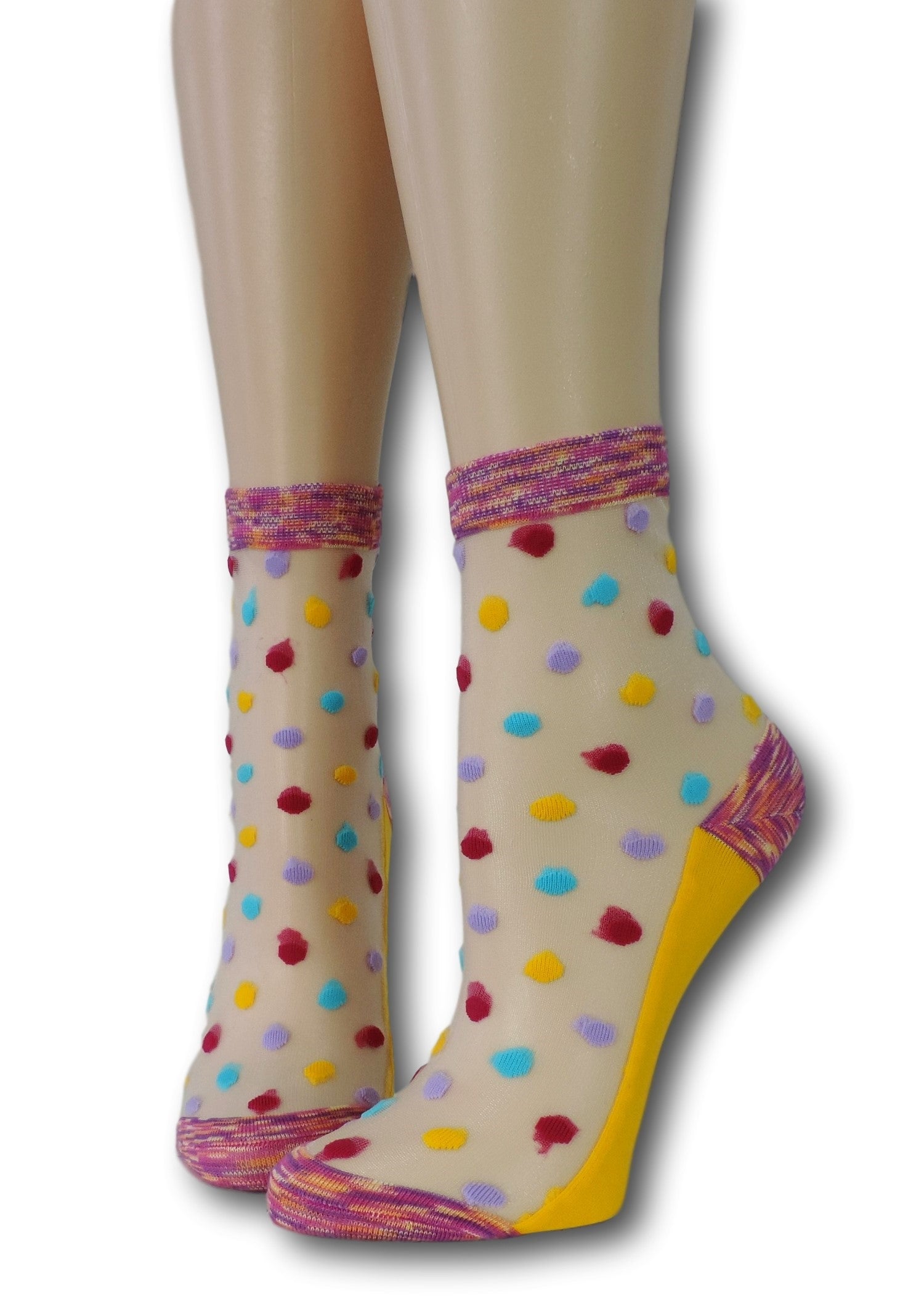 Bright Coloured Polka Sheer Socks