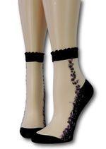 Black Blooming Sheer Socks