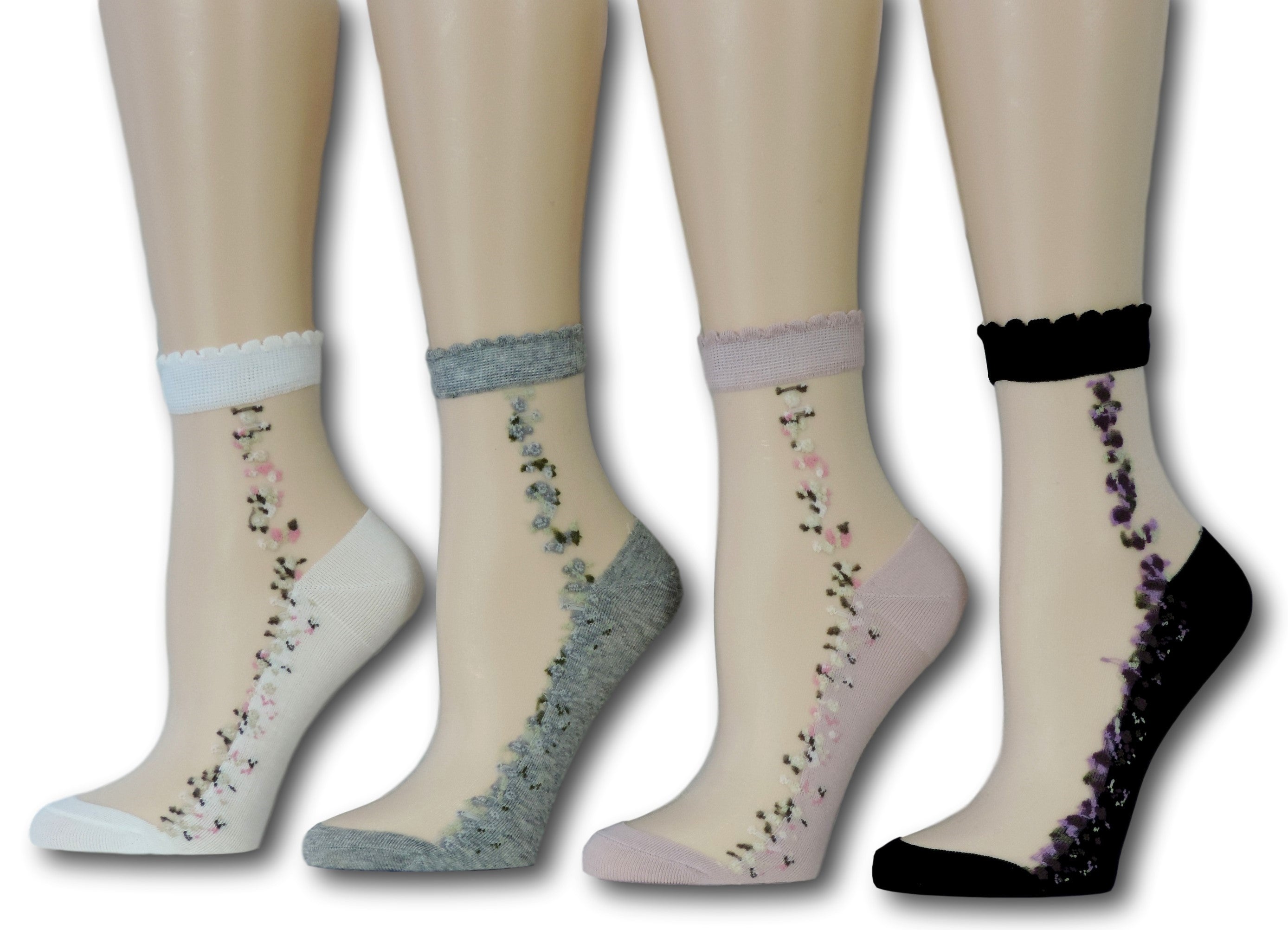 Floret Sheer Socks (Pack of 4 Pairs)