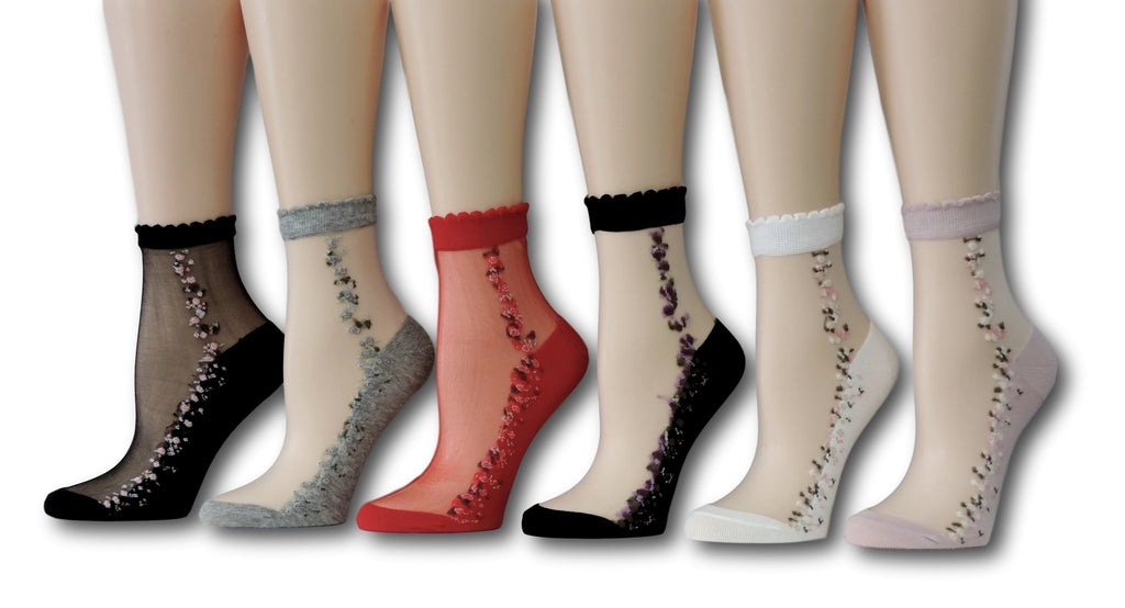 Floret Sheer Socks (Pack of 6 Pairs)