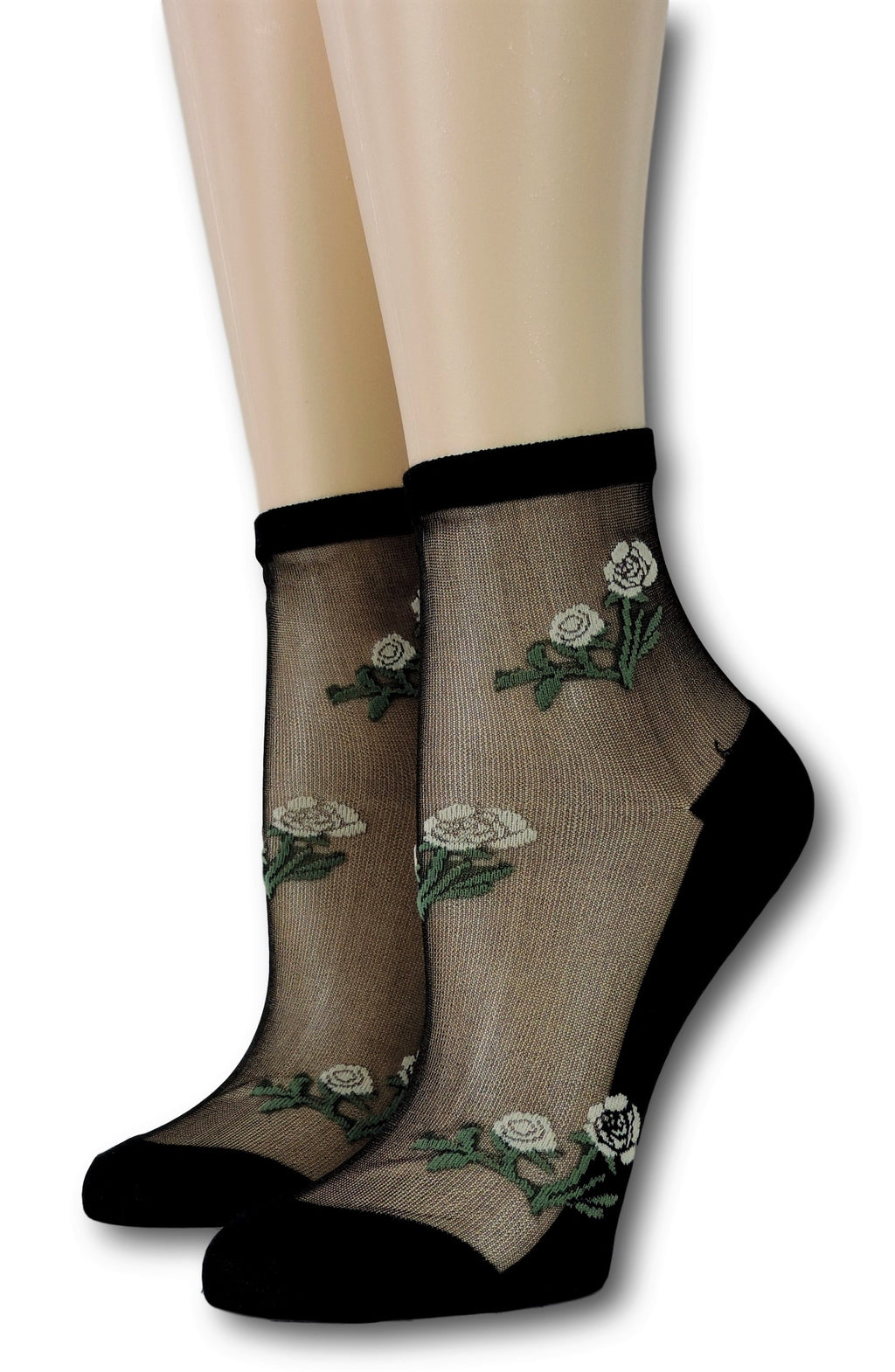 Black Floret Sheer Socks